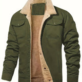 kkboxly  Stylish Classic Men's Lapel Collar Coat For Winter, Men's Outfits