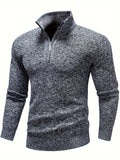 kkboxly  Men's Stand Collar Jacquard Knitting Thickened Warm Sweater