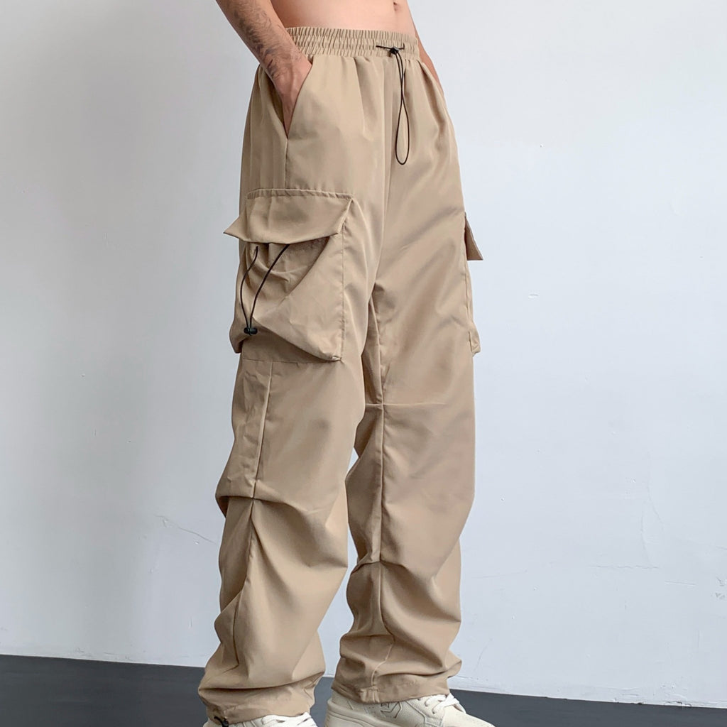 kkboxly  Loose Fit Multi Pocket Cargo Pants, Men's Casual Hip Hop Style Wide Leg Pants For Spring Summer Outdoor