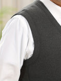kkboxly  Vintage Warm Winter Vest, Men's Casual Button Up V Neck Vest For Fall Winter