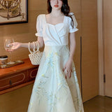 kkboxly  Sweetheart Neck Solid Dress, Elegant Ruffle Trim Slim Waist A Line Evening Dress, Women's Clothing