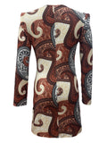 kkboxly Floral Full Printed Crew Neck Dress, Long Sleeve Casual Midi Dress, Women's Clothing