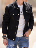 kkboxly Men's Casual Ripped Denim Jacket, Chic Street Style Button Up Jacket