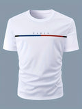 kkboxly  Paris Theme Pattern Print Men's Comfy T-shirt, Graphic Tee Men's Summer Clothes, Men's Outfits