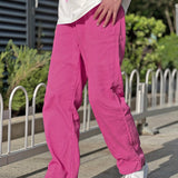 kkboxly  Loose Fit Jeans, Men's Casual Street Style Denim Pants With Pockets