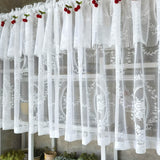 kkboxly 1pc Vintage-Inspired Short Valance Curtains - Rod Pocket Top Voile Half Curtains for Kitchen Windows, Pastoral Cherry Living Room Home Decor with Sheer Embroidery Lace and Classic Design