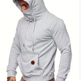kkboxly  Men's Hoodie, Face Cover Casual Drawstring Hooded Sweatshirt With Multicolor