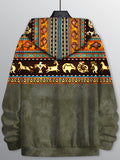 kkboxly  Ethnic Pattern Print Men's Hooded Jacket Casual Long Sleeve Hoodies With Zipper Gym Sports Hooded Coat For Spring Fall