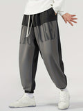 kkboxly  Men's Fashion Color Block Sweatpants, Casual Slightly Stretch Breathable Loose Joggers For Outdoor