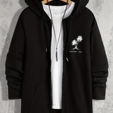 kkboxly  Coconut Palm Pattern Zip Up Hoodie, Men's Casual Stretch Hooded Sweatshirt Jacket, Men's Sportswear