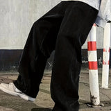 kkboxly  Loose Fit Jeans, Men's Casual Street Style Denim Pants With Pockets