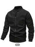 kkboxly  Classic Design Varsity Jacket, Men's Casual Baseball Jacket Coat Regular Fit College Hipster Windbreaker For Spring Autumn