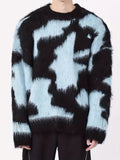 kkboxly  Men's Round Neck Pullover Fashion Abstract Paint Jacquard Knit Sweater