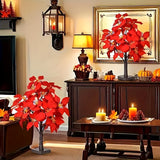 kkboxly 2-pack, Christmas LED Analog Red Flower Tree Light, Thanksgiving Decorations, Living Room Desktop Bonsai Tree, Suitable For Room Decoration, Holiday Party, Wedding Arrangement, This Product Needs 3 AA Batteries To Power On
