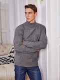 kkboxly  All Match Knitted Slim Fit Sweater, Men's Casual Warm High Stretch Turtleneck Pullover Sweater For Fall Winter