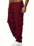 kkboxly  Men's Multi Pocket Loose Fit Straight Leg Casual Trousers
