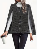 kkboxly  Split Long Sleeve Blazer, Casual Single Breasted Open Front Outerwear, Women's Clothing