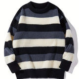 Men's Casual Slight Stretch Sweater, Comfy Thermal Crew Neck Tops For Men's Winter/Autumn Outdoor Activities