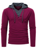 kkboxly  Men's Fashion Hoodies Contrast Color Hooded Sweatshirt For Spring Fall, Men's Clothing