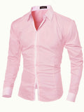 kkboxly  Men's Casual Button Up Contrast Color Long Sleeve Shirt, Men's Clothes For Spring Summer Autumn, Tops For Men
