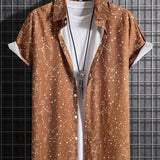 kkboxly  Milky Way Pattern Casual Short Sleeve Shirt, Men's Hawaiian Shirt For Summer Vacation Resort