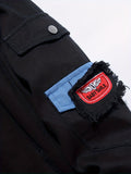 kkboxly  Bird Embroidery Denim Jacket, Men's Casual Flap Pocket Button Up Jacket For Fall Winter