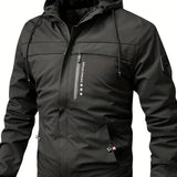 kkboxly  Warm Fleece Hooded Jacket, Men's Casual Winter Jacket Coat For Outdoor Activities