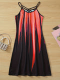 kkboxly  Color Block Criss Cross Dress, Casual Sleeveless Spaghetti Strap Dress, Women's Clothing