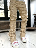 kkboxly  Creative Tassels Decoration Straight Fit Jeans, Men's Casual Medium Stretch Street Style Denim Pants For All Seasons