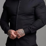 kkboxly  Men's Formal Classic Design Button Up Shirt, Male Clothes For Spring And Fall Business Occasion