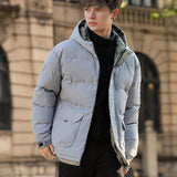 Men's Solid Padded Jacket, Men Casual Padded Coat Windbreaker Zipper Pocket Stand Collar For Men Winter