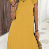 kkboxly  Ruffle Hem Ruched Loose Dress, Casual Solid Color Sleeveless Dress For Spring & Summer, Women's Clothing