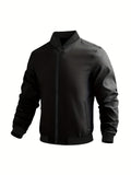 kkboxly  Men's Casual Zip-up Regular Fit Jacket, Zipper Pocket Baseball Jacket, Lightweight Casual Jacket For Men