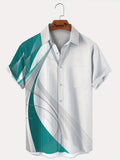 kkboxly  Men's Gradient Geometric Art Button-up Lapel Shirt, Fashion Sports Tee, Loose Casual Comfy Top, Men's Plus Size Clothing