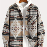 kkboxly  Novelty Pattern Stripe Print Jackets For Men ，Snap Button Up Lapel Stylish Coat Jackets For Men
