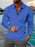 kkboxly  Men's Long Sleeve Quarter Zip Lapel Top