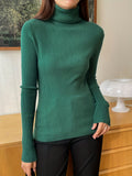 kkboxly  Women's Sweater Turtleneck Solid Ribbed Long Sleeve Slim Pullover Knit Tops