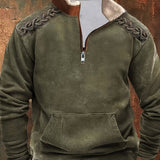 kkboxly  Plus Size Men's Vintage Style Sweatshirt With Band Collar, Spring Fall Winter, Men's Clothing