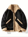Men's Warm Fleece Jacket, Casual Stylish Warm Jacket For Fall Winter