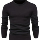 kkboxly  Men's Casual Knitted Sweater - Warm and Stretchy Crew Neck Pullover for Fall and Winter