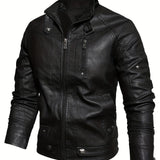 kkboxly  Stay Warm and Stylish with This Men's Retro PU Leather Jacket