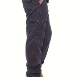 dunnmall  kkboxly  Trendy Cotton Blend Cargo Pants, Men's Multi Flap Pocket Trousers, Loose Casual Outdoor Pants, Men's Work Pants Outdoors Streetwear Hip Hop Style