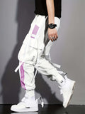 kkboxly kkboxly  Multi-pocket Ribbon Design, Men's Color Block Cargo, Trendy Comfy Jogger Pants