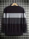 kkboxly  All Match Knitted Color Block Sweater, Men's Casual Warm Slightly Stretch Crew Neck Pullover Sweater For Men Fall Winter