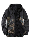 kkboxly  Camouflage Pattern Hooded Jackets By Activity, Men's Casual Loose Fit Breathable Zip Up Jackets For Spring Fall
