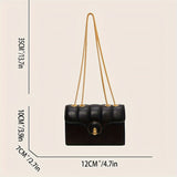 kkboxly  Mini Quilted Crossbody Bag, Trendy Chain Shoulder Bag, Women's PU Leather Square Purse