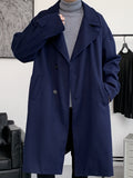 kkboxly  Men's Elegant Single Breasted Trench Coat, Casual Lapel Overcoat For Fall Winter