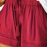 kkboxly  Drawstring Elastic Waist Shorts, Casual Comfortable Shorts With Pockets For Summer, Women's Clothing