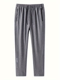 kkboxly Men's Stylish Comfy Solid Joggers With Pockets, Active Breathable Slim-fit Drawstring Men's Bottom Clothing For Hiking Jogging Cycling Outdoor Fitness Workout