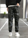 kkboxly  Camouflage Pattern Multi Pocket Cargo Panst, Men's Casual Cotton Joggers Sweatpants For All Seasons